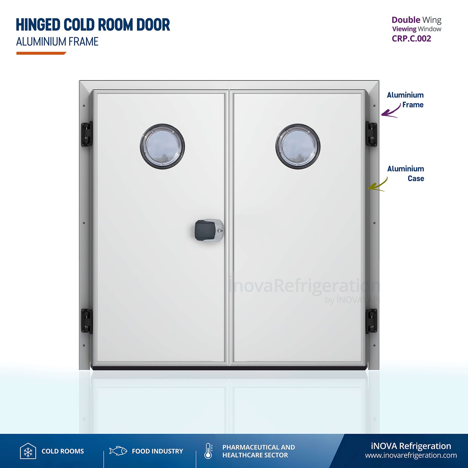 Cold Room Door hinged door double wing window