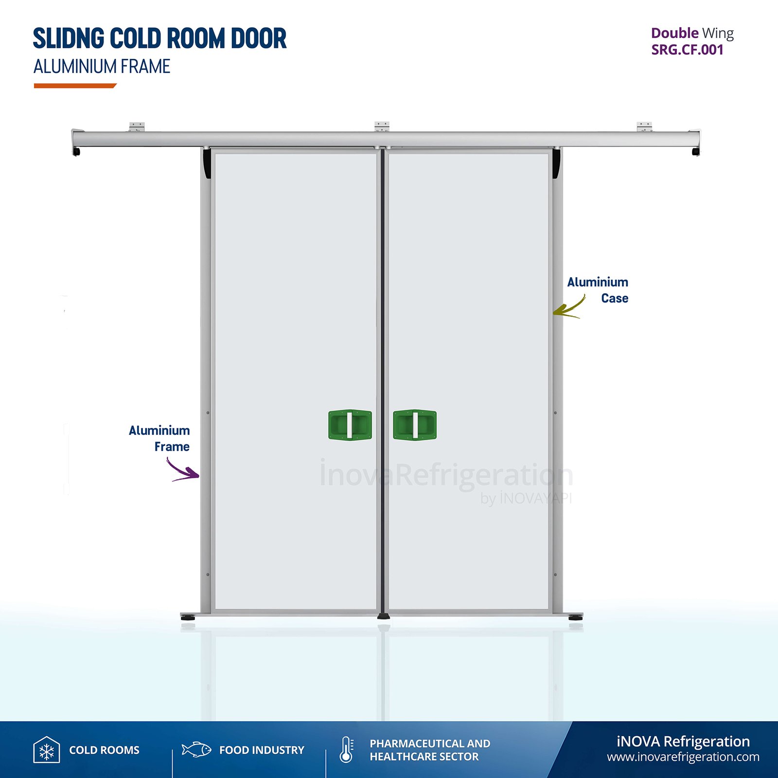 Cold Room Door sliding door double wings