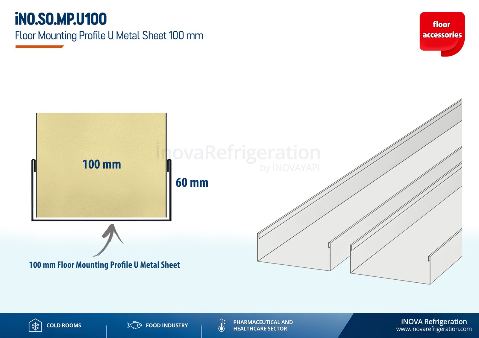 cold room floor mounting profile u metal sheet 100 mm