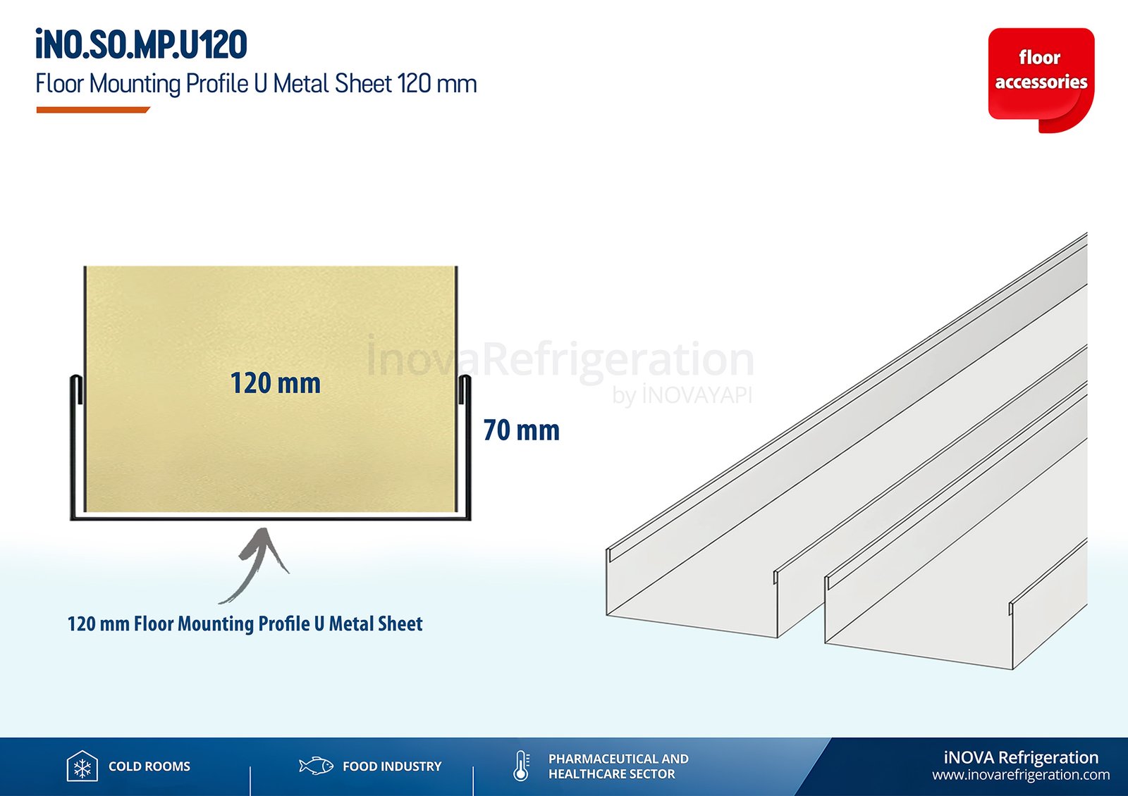 cold storage floor mounting profile u metal sheet 120 mm